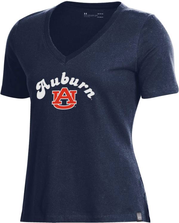 Under Armour Women's Auburn Tigers Blue Performance Cotton V-Neck T-Shirt