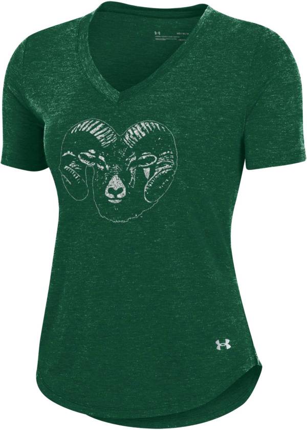 Under Armour Women's Colorado State Rams Green Breezy V-Neck T-Shirt