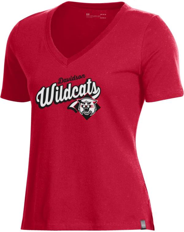 Under Armour Women's Davidson Wildcats Red Performance Cotton V-Neck T-Shirt