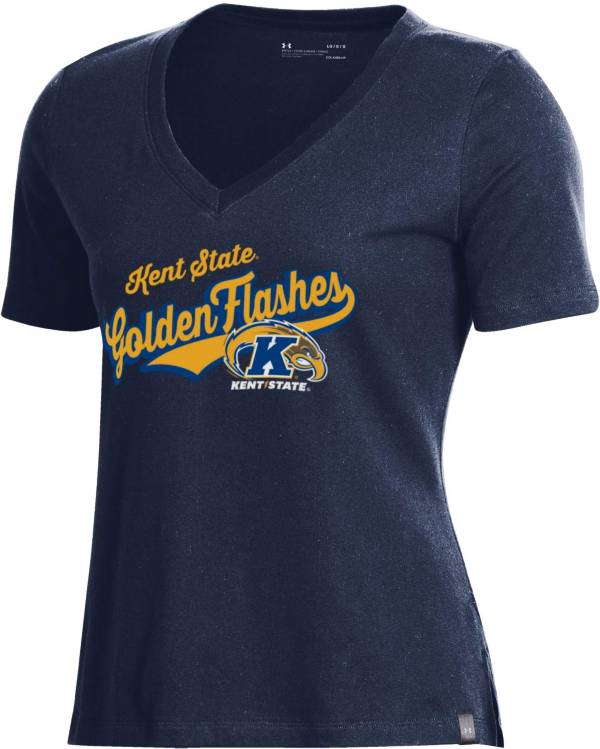 Under Armour Women's Kent State Golden Flashes Navy Blue Performance Cotton V-Neck T-Shirt