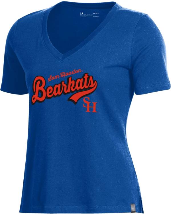 Under Armour Women's Sam Houston Bearkats Blue Performance Cotton V-Neck T-Shirt