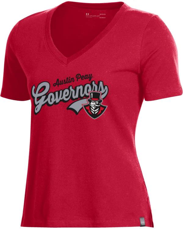 Under Armour Women's Austin Peay Governors Red Performance Cotton V-Neck T-Shirt