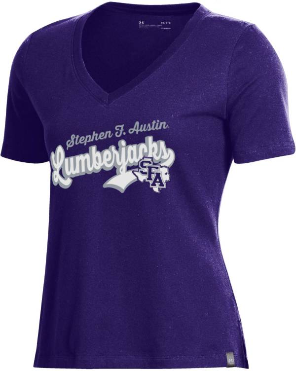 Under Armour Women's Stephen F. Austin Lumberjacks Purple Performance Cotton V-Neck T-Shirt