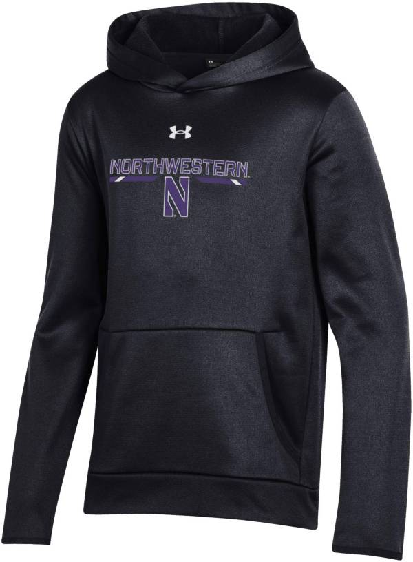 Under Armour Youth Northwestern Wildcats Armour Fleece Pullover Performance Black Hoodie