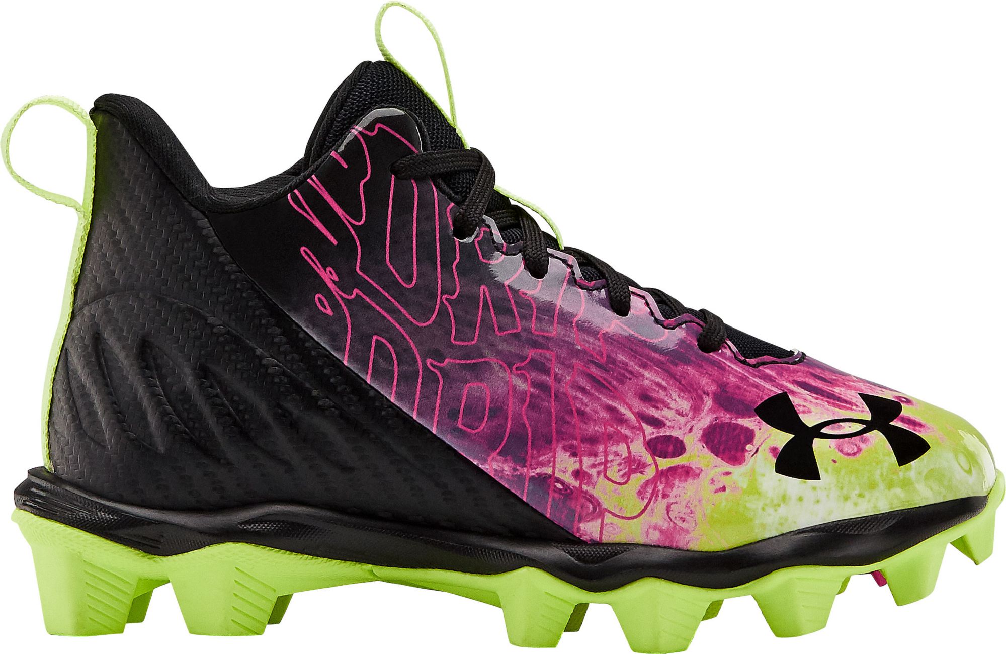 pink and black football cleats