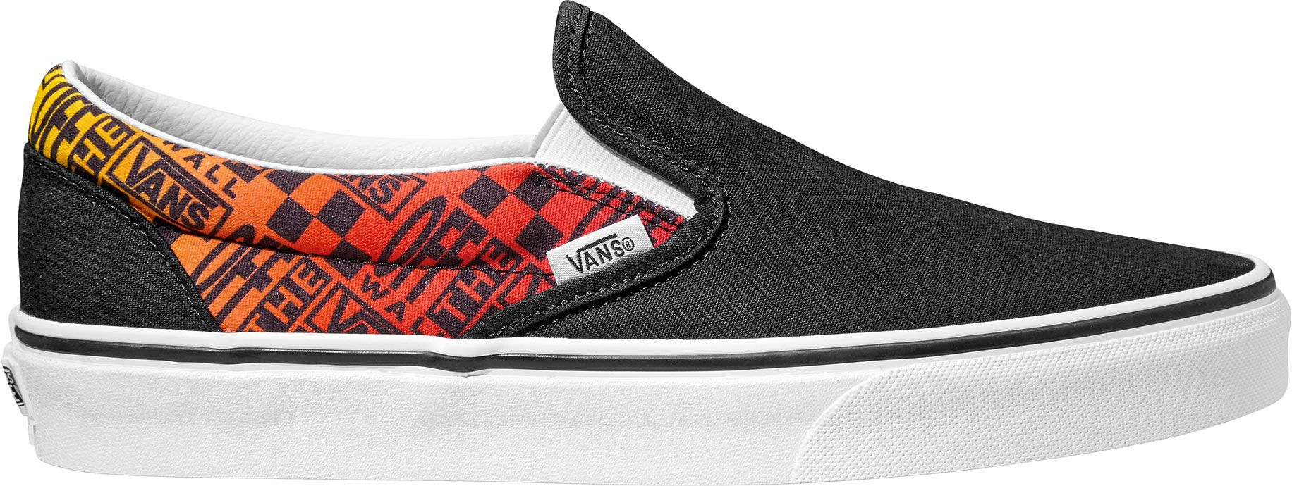 vans black flame slip on