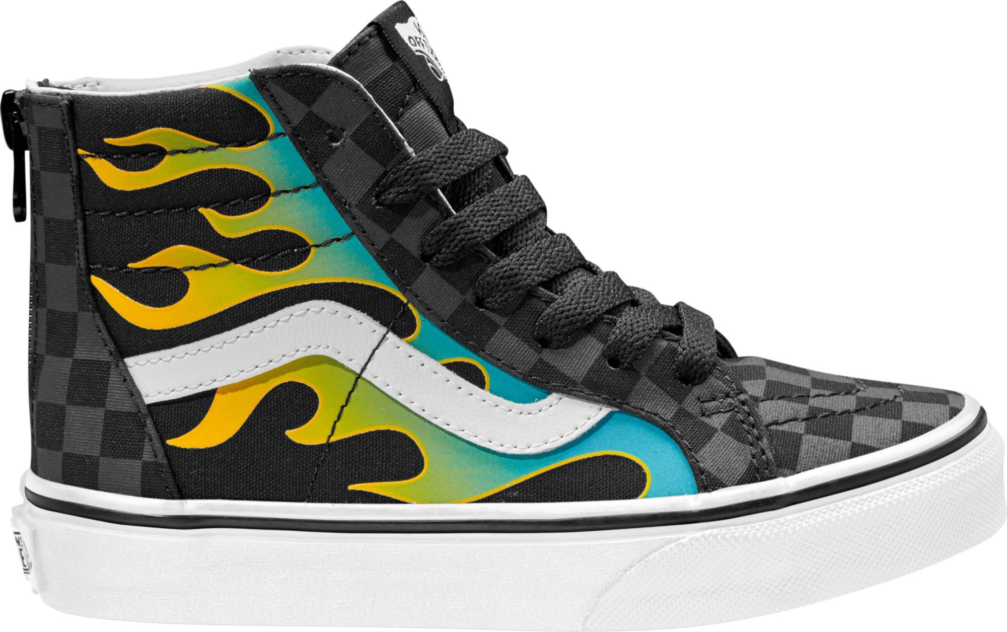 high top vans with flames