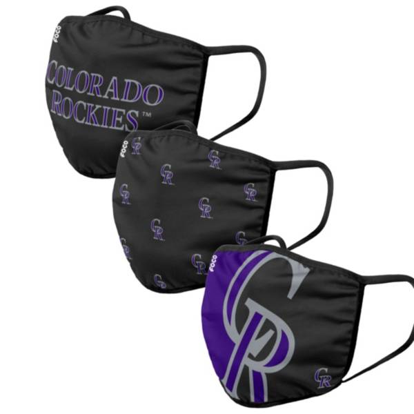 FOCO Adult Colorado Rockies 3-Pack Face Coverings