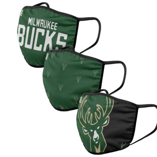 FOCO Adult Milwaukee Bucks 3-Pack Face Coverings