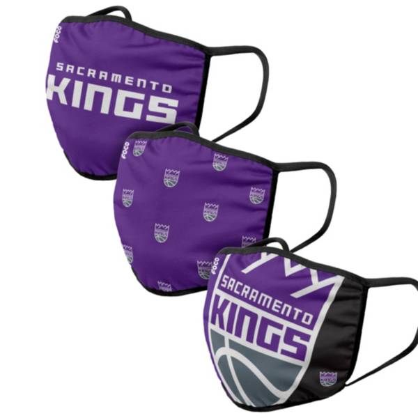 FOCO Adult Sacramento Kings 3-Pack Face Coverings