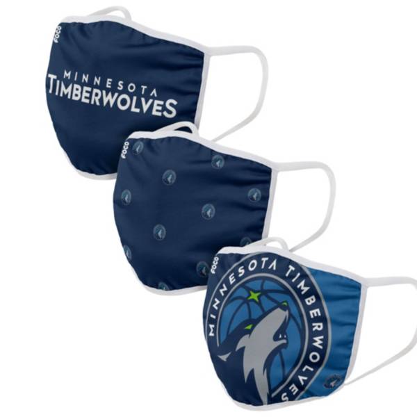 FOCO Adult Minnesota Timberwolves 3-Pack Face Coverings