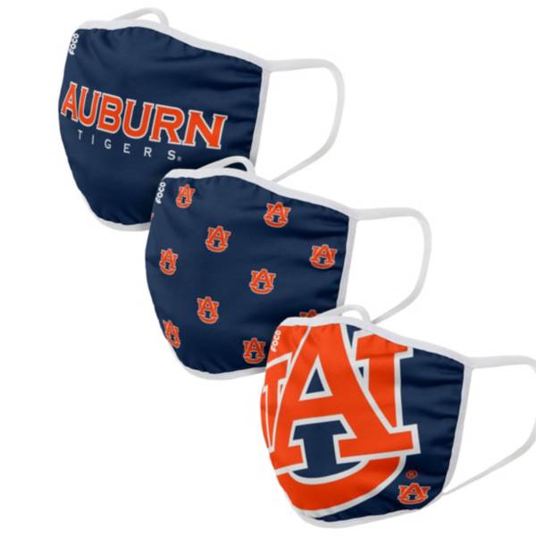 FOCO Adult Auburn Tigers 3-Pack Face Coverings