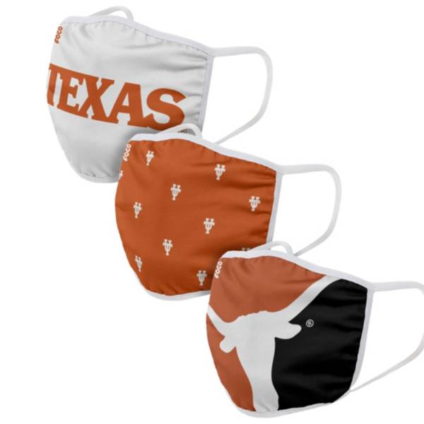 FOCO Adult Texas Longhorns 3-Pack Face Coverings