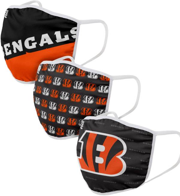 FOCO Adult Cincinnati Bengals 3-Pack Face Coverings