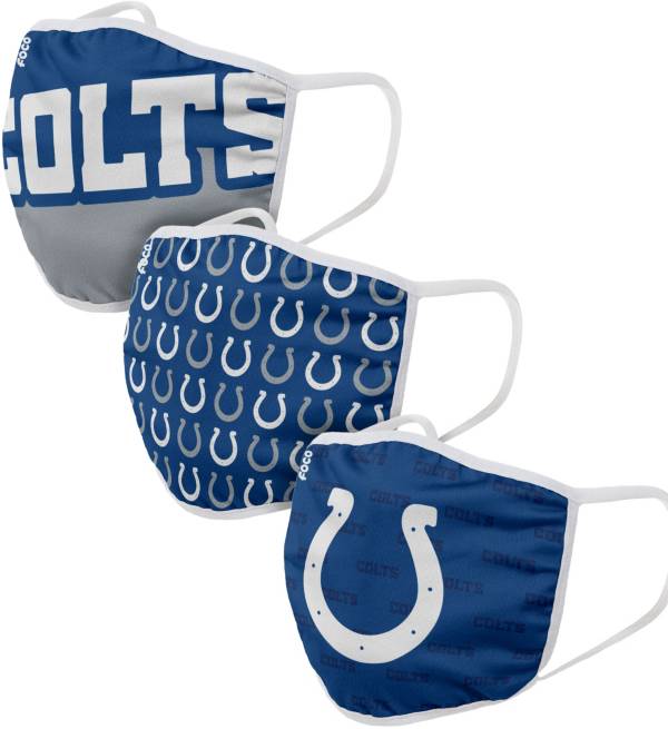 FOCO Adult Indianapolis Colts 3-Pack Face Coverings