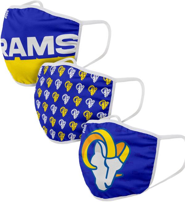 FOCO Adult Los Angeles Rams 3-Pack Face Coverings