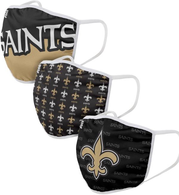 FOCO Adult New Orleans Saints 3-Pack Face Coverings