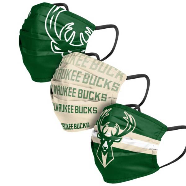 FOCO Adult Milwaukee Bucks 3-Pack Matchday Face Coverings