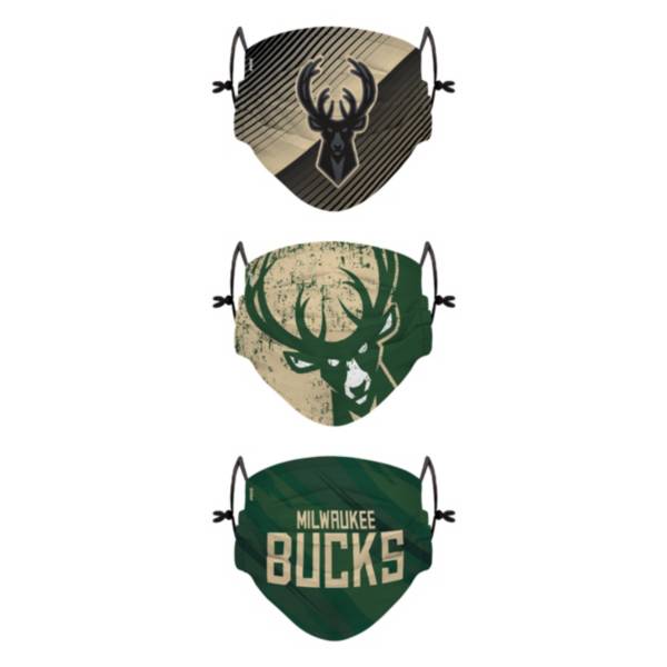 FOCO Youth Milwaukee Bucks 3-Pack Face Coverings