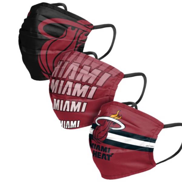 FOCO Adult Miami Heat 3-Pack Matchday Face Coverings