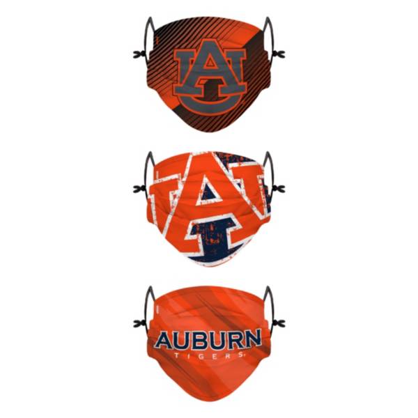 FOCO Youth Auburn Tigers 3-Pack Face Coverings