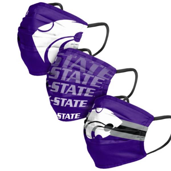 FOCO Adult Kansas State Wildcats 3-Pack Matchday Face Coverings