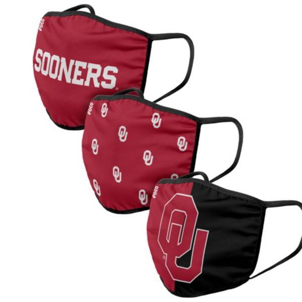 FOCO Youth Oklahoma Sooners 3-Pack Face Coverings product image