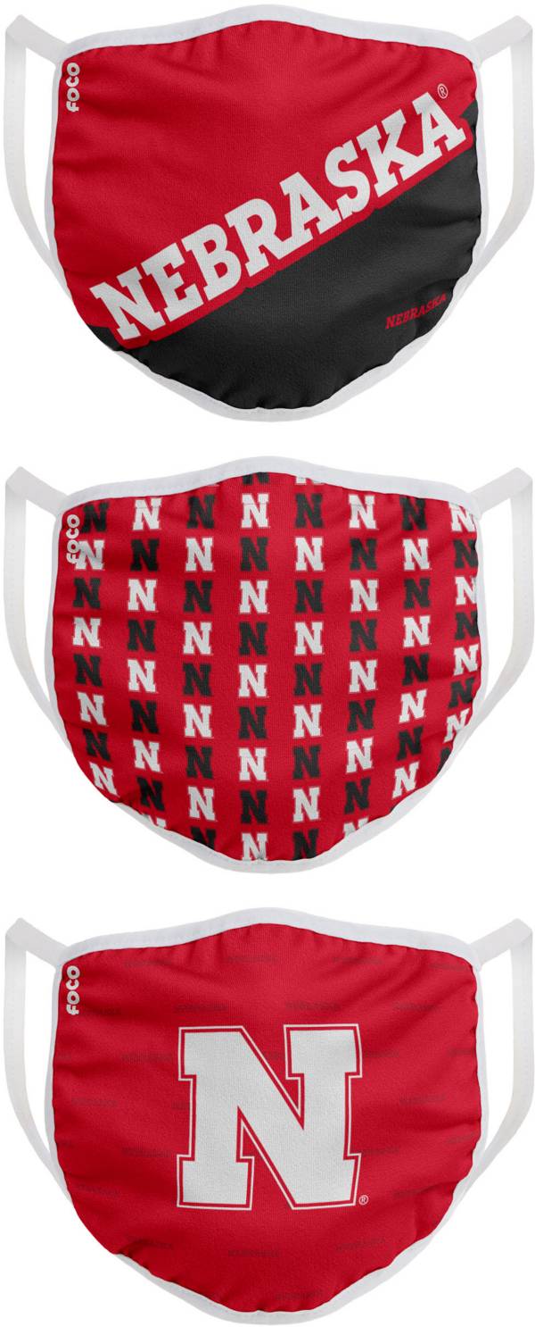FOCO Youth Nebraska Cornhuskers 3-Pack Face Coverings product image
