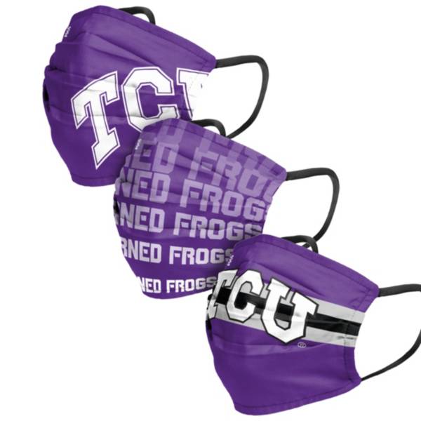 FOCO Adult TCU Horned Frogs 3-Pack Matchday Face Coverings