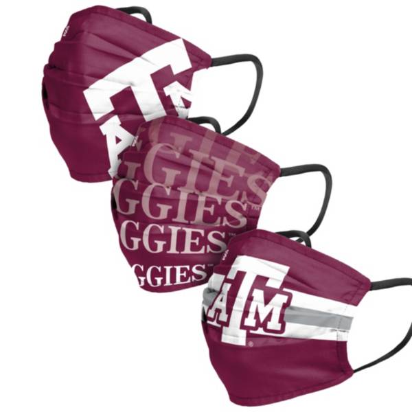 FOCO Adult Texas A&M Aggies 3-Pack Matchday Face Coverings