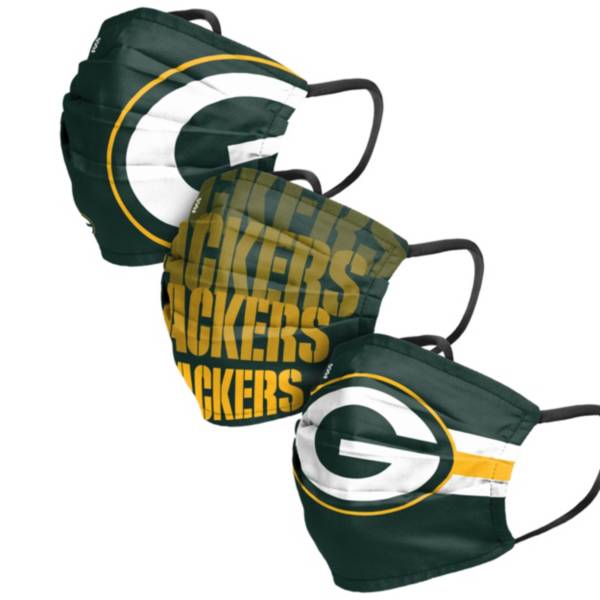 FOCO Adult Green Bay Packers 3-Pack Matchday Face Coverings product image
