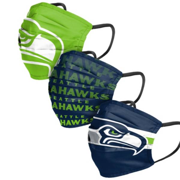 FOCO Adult Seattle Seahawks 3-Pack Matchday Face Coverings