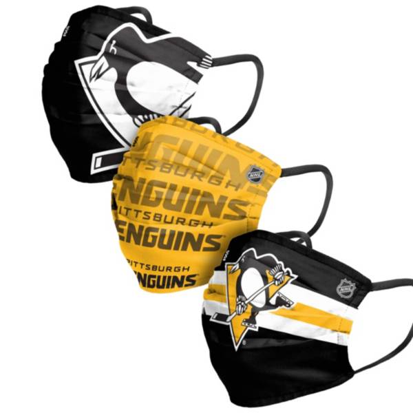 FOCO Adult Pittsburgh Penguins 3-Pack Matchday Face Coverings