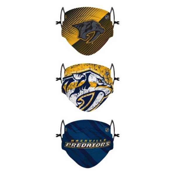 FOCO Youth Nashville Predators Adjustable 3-Pack Face Coverings