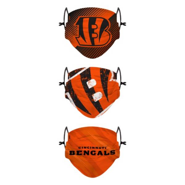 FOCO Youth Cincinnati Bengals Adjustable 3-Pack Face Coverings