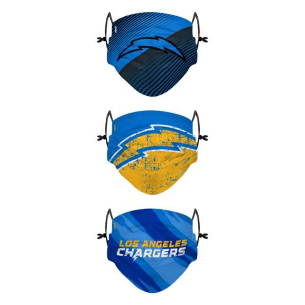 FOCO Youth Los Angeles Chargers Adjustable 3-Pack Face Coverings