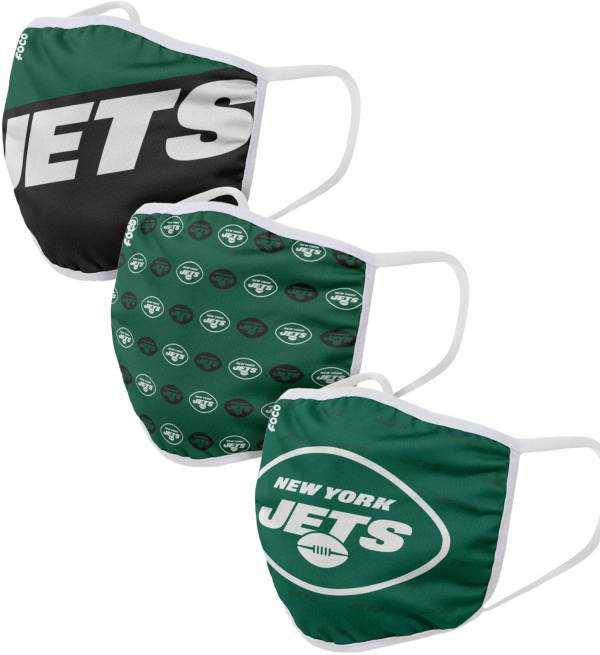 FOCO Youth New York Jets 3-Pack Face Coverings