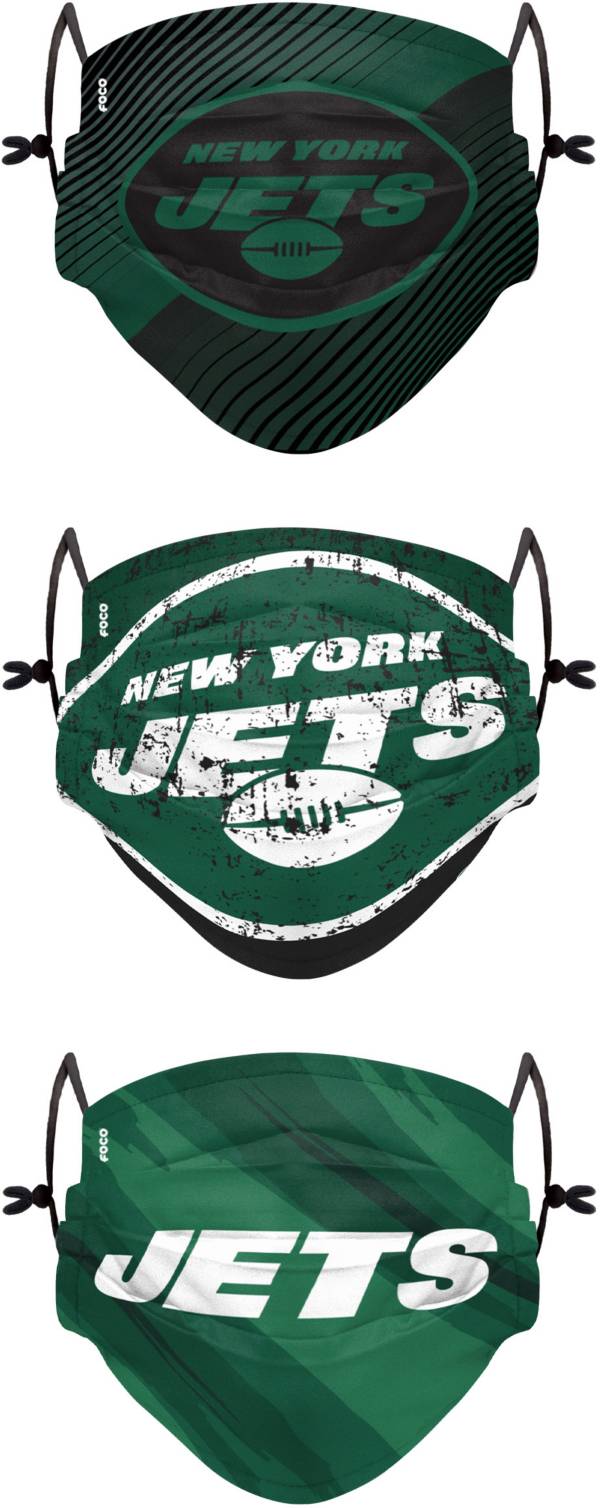 FOCO Youth New York Jets Adjustable 3-Pack Face Coverings product image