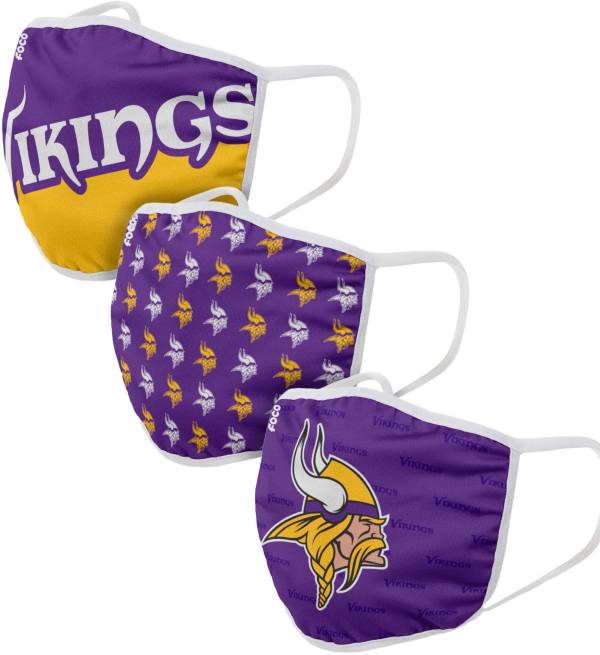 Foco Youth Minnesota Vikings 3 Pack Face Coverings Dick S Sporting Goods