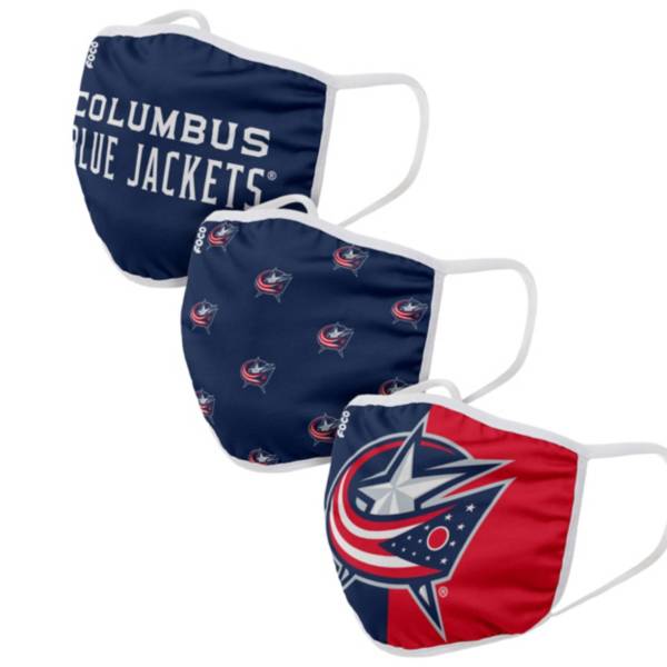 FOCO Youth Columbus Blue Jackets 3-Pack Face Coverings
