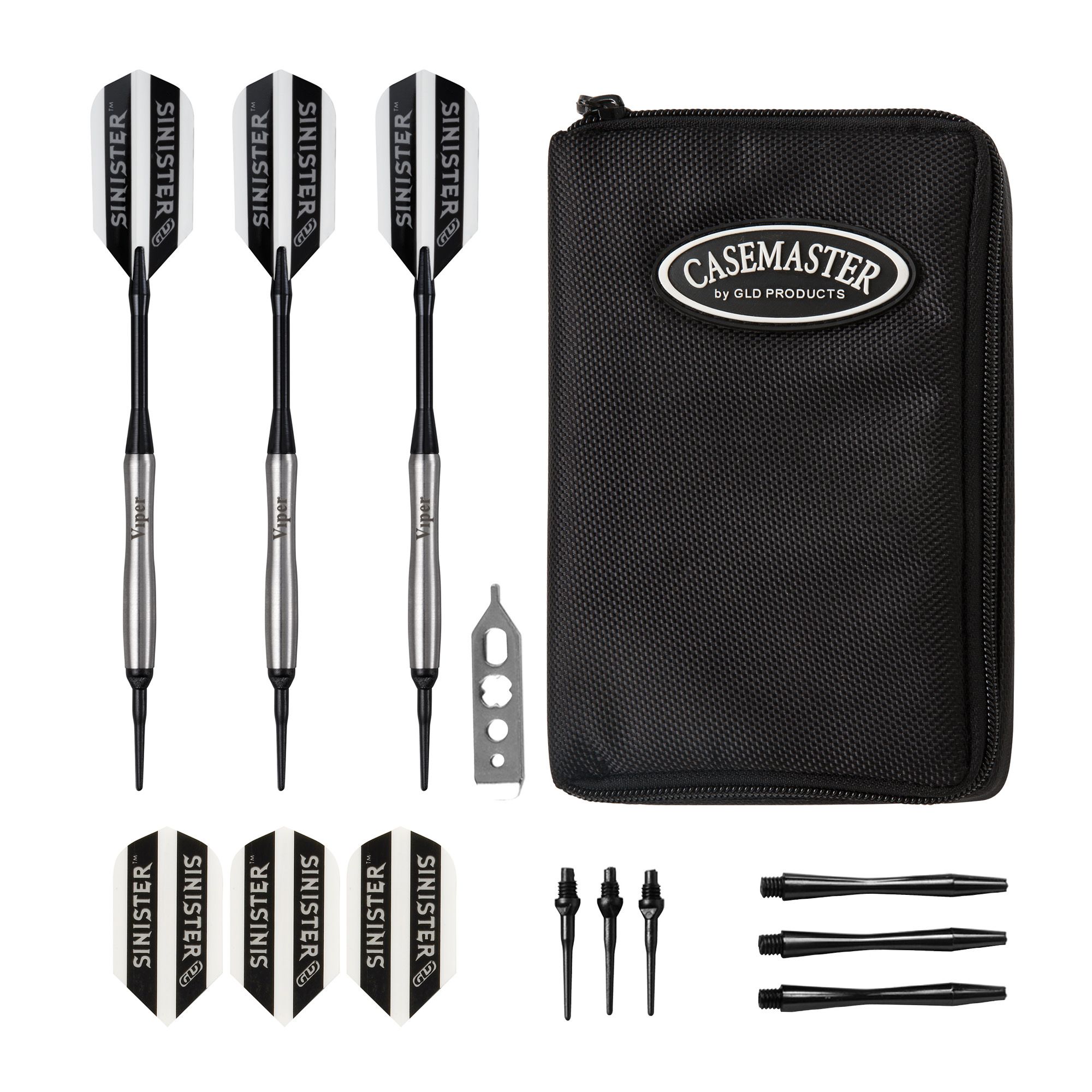 Viper Sinister Contoured Barrel 18g Soft Tip Darts & Casemaster Select Dart Case