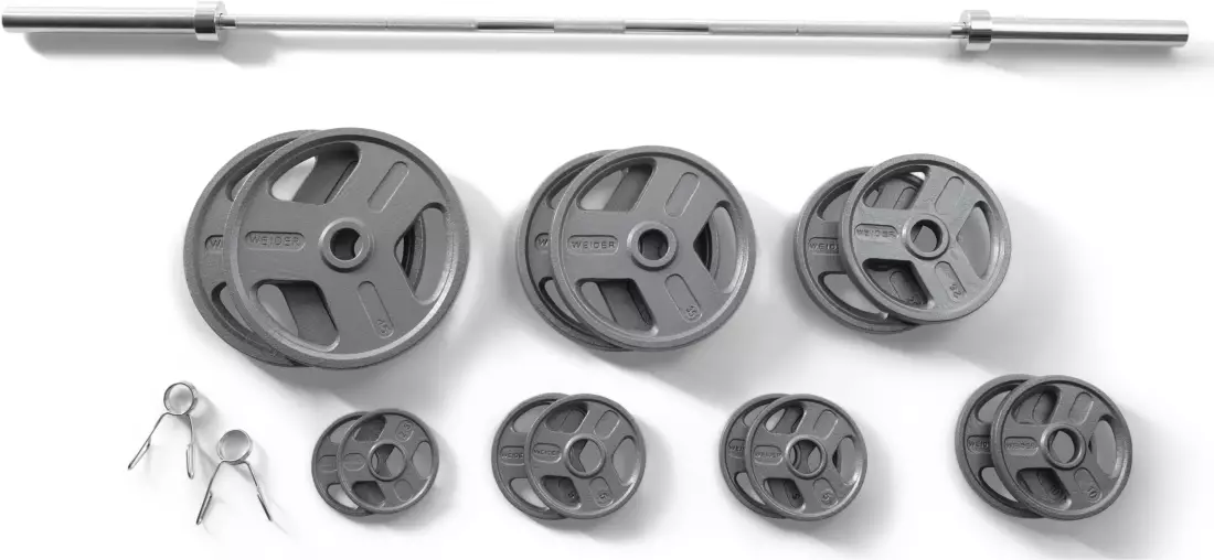 Weider 300 lbs. Cast Iron Weight Set with Hammertone Finish