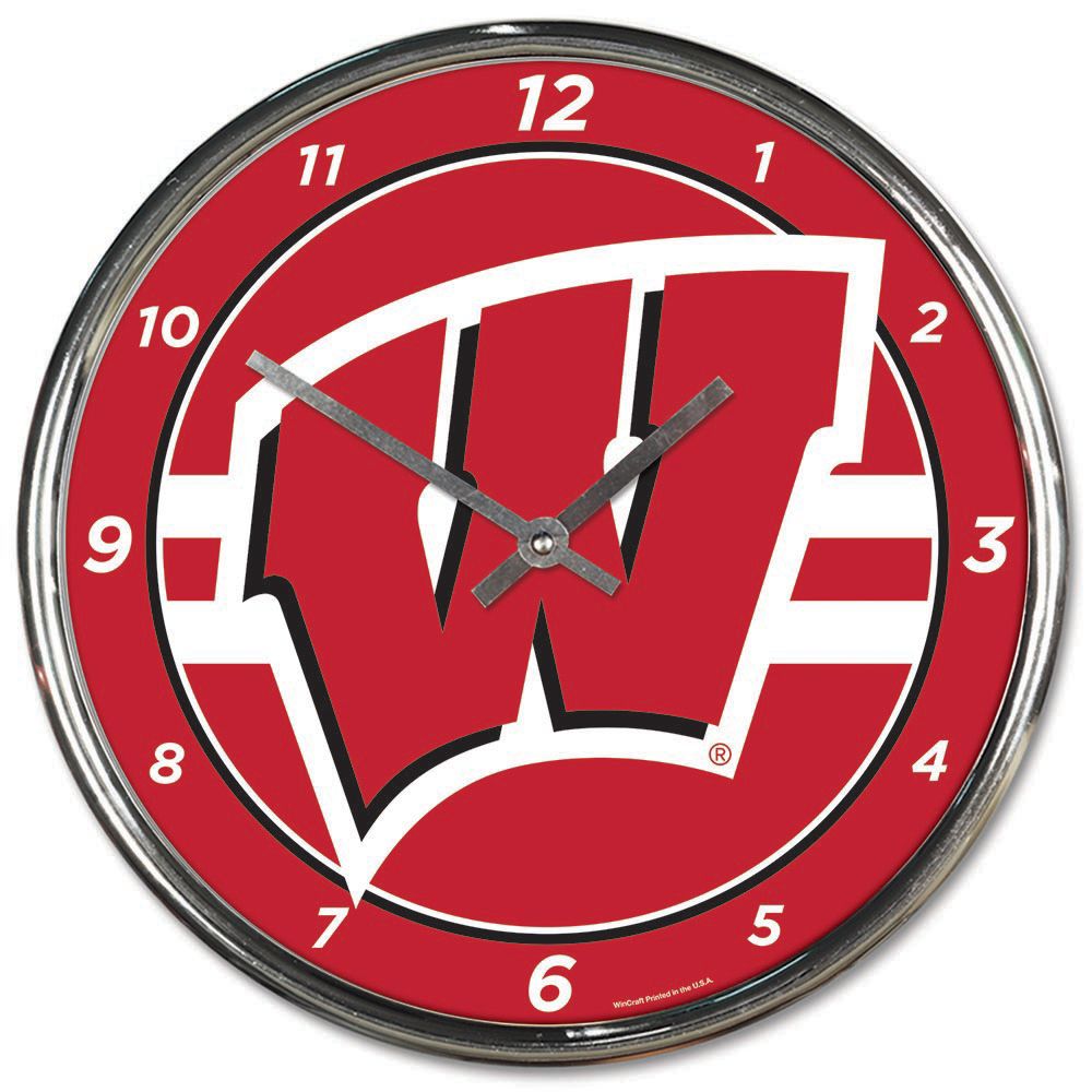 WinCraft Wisconsin Badgers Chrome Clock