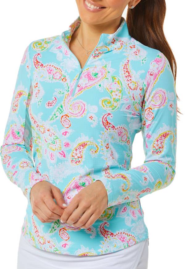 Download IBKUL Women's Paisley 1/4 Zip Long Sleeve Mock Neck ...