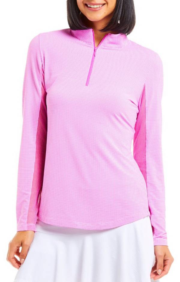IBKUL Women's Long Sleeve Zip Mock Neck Golf Shirt Golf Galaxy
