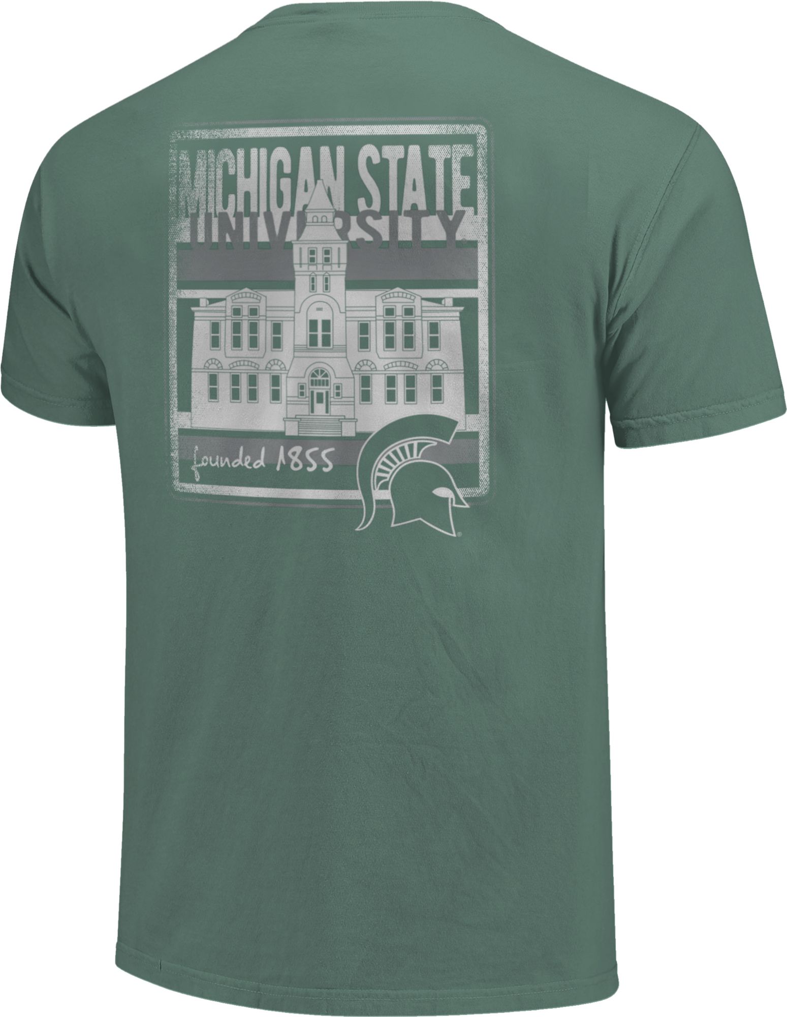Image One Men's Michigan State Spartans Green Campus Buildings T-Shirt product image