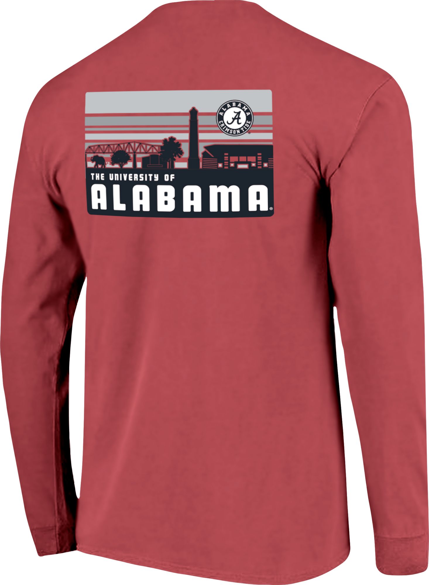 Image One Men's Alabama Crimson Tide Crimson Campus Skyline Long Sleeve T-Shirt product image