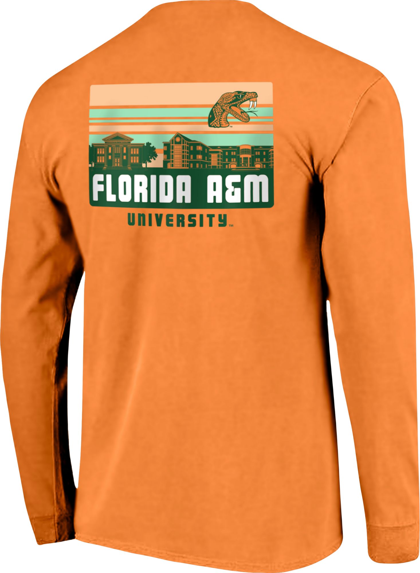 Image One Men's Florida A&M Rattlers Orange Campus Skyline Long Sleeve T-Shirt product image