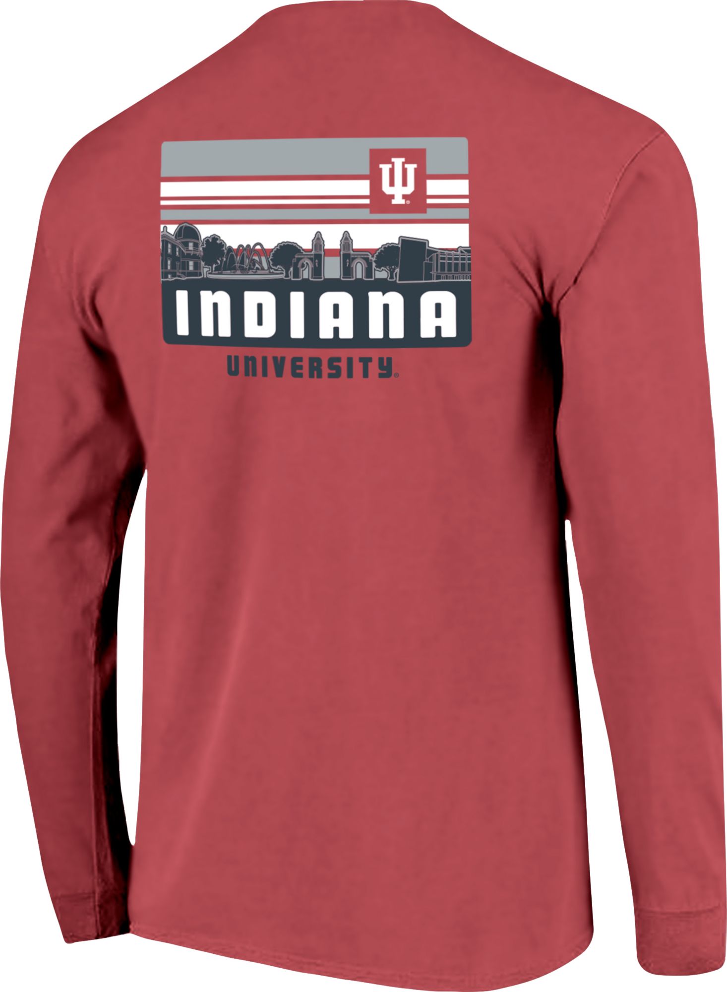 Image One Men's Indiana Hoosiers Crimson Campus Skyline Long Sleeve T-Shirt product image