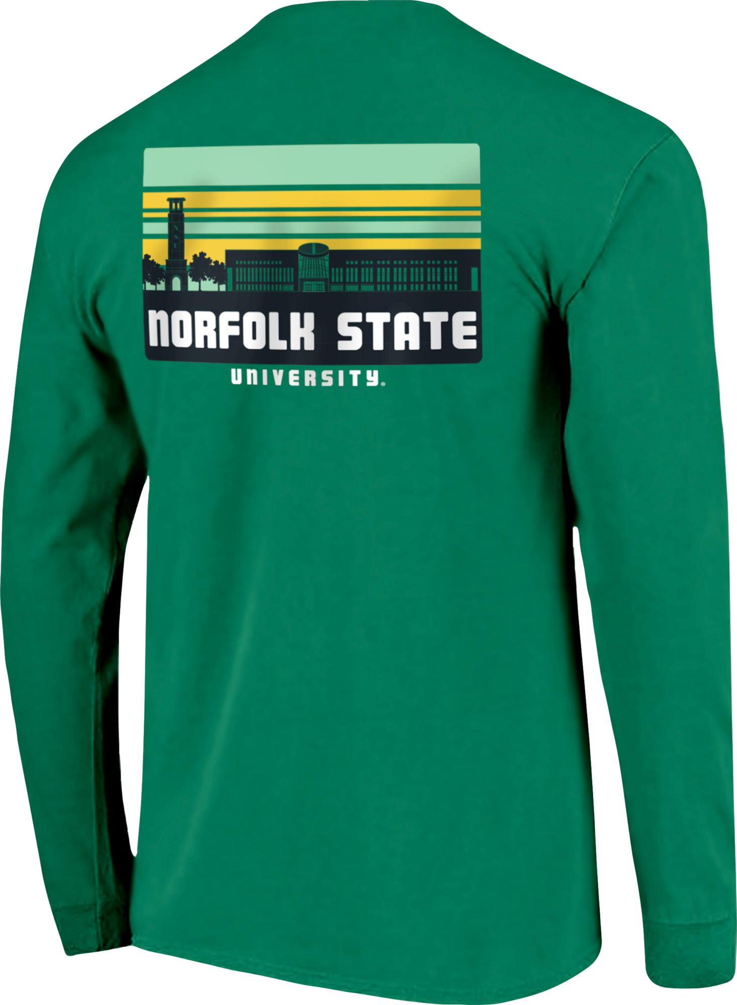 Image One Men's Norfolk State Spartans Green Campus Skyline Long Sleeve T-Shirt product image